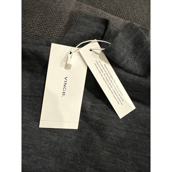 Vince Elbow Sleeve Turtleneck Wool Top Heather Charcoal Medium - Picture 5 of 12